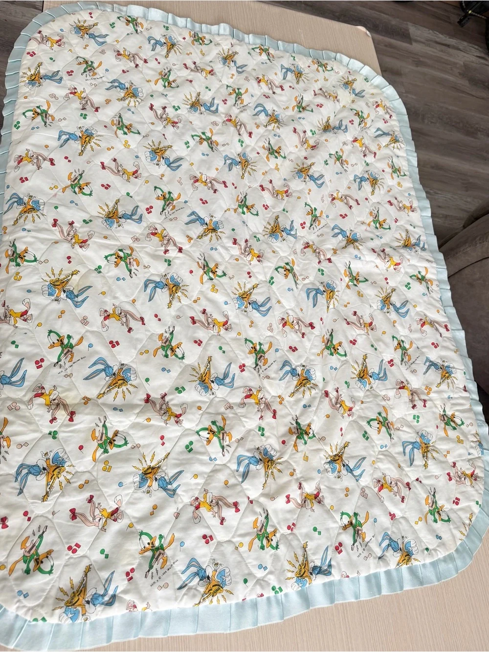 Baby Bedding Quilt - Blue Cartoon Character Nursery Blanket